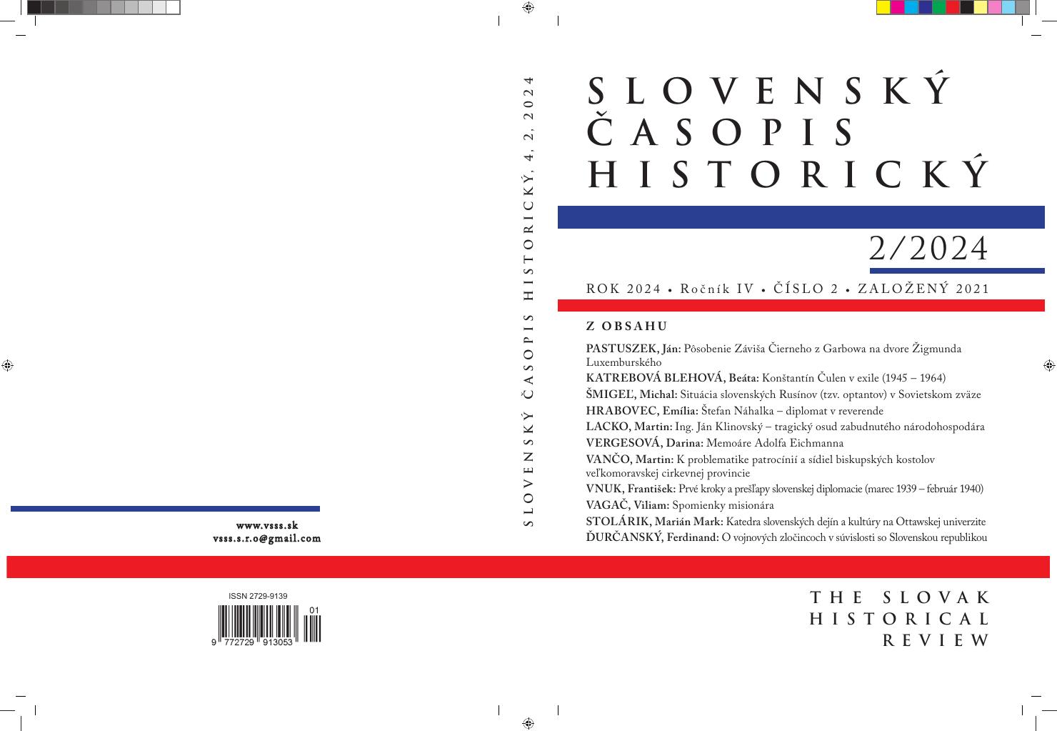 Obálka — Slovenský časopis historický 2/2024